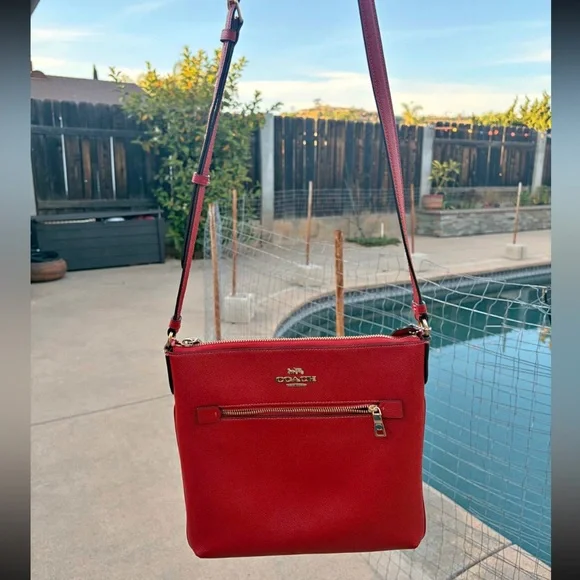 Coach Red Leather Crossbody with Gold Hardware - Picture 1 of 6